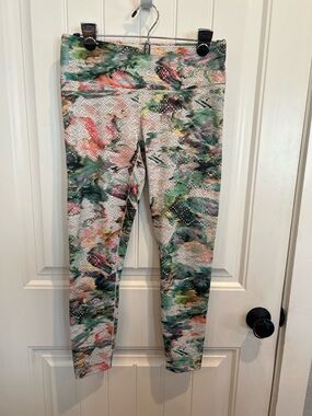 Prana Multicolor Abstract Print Leggings - Green, Pink, White
